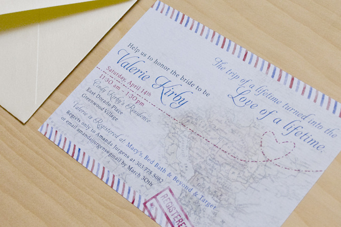 travel theme bridal shower invitations