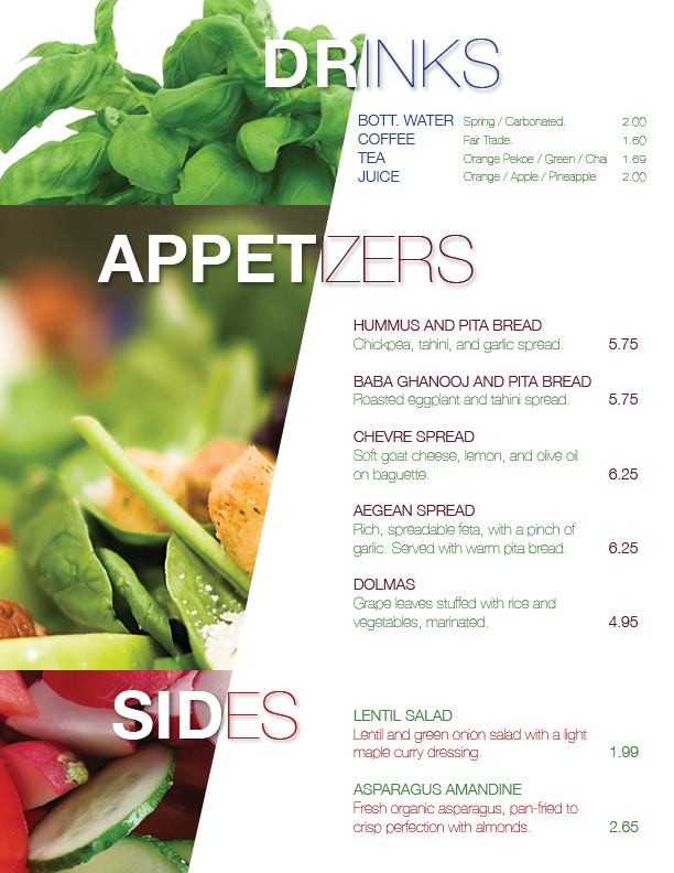 VEGETARIAN MENU vegetarian menu: