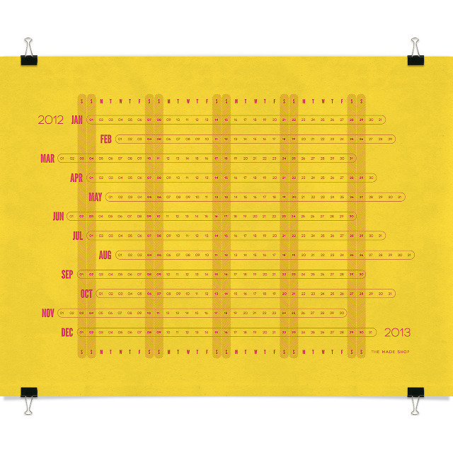 2012 Letterpress Linear Calendar The Made Shop