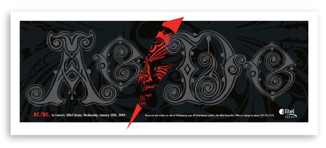 AC/DC Concert Poster - J Burwell Mixon Design