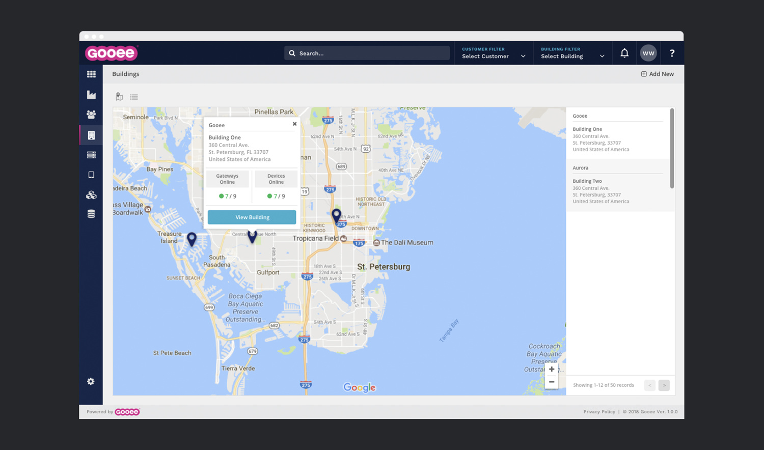 Gooee building selector interface