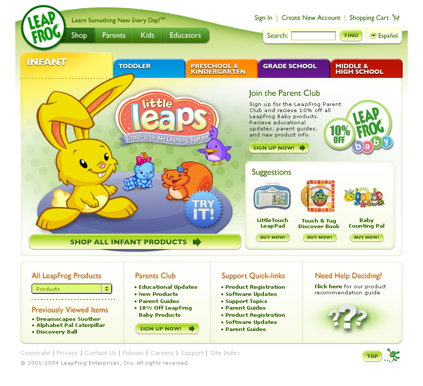 Leapfrog Baby and Site Redesign Kevin Hsieh Product Design Leadership
