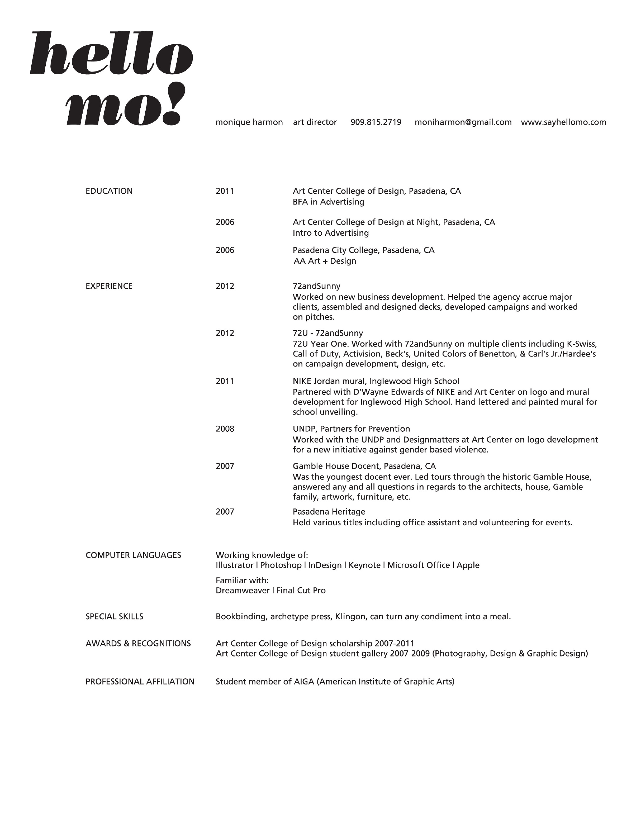 resume say hello mo pitch resume