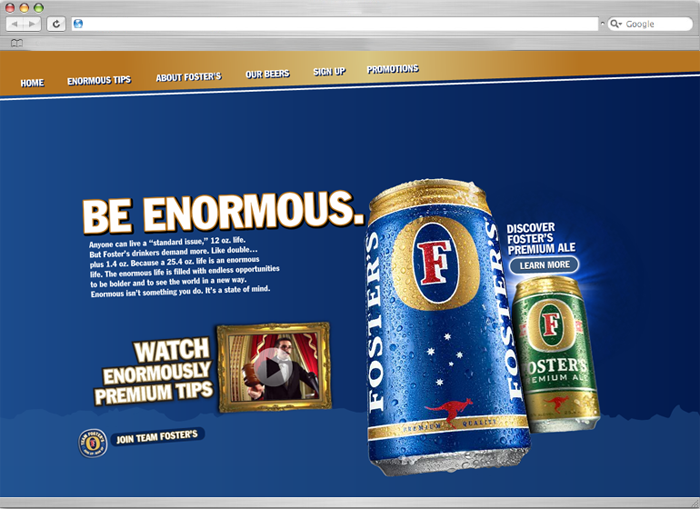 Fosters Beer "Be Enormous" christopher john stingl a portfolio
