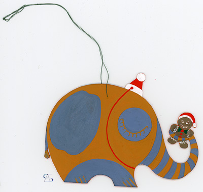 christmas decoration elephant with gingerbread front