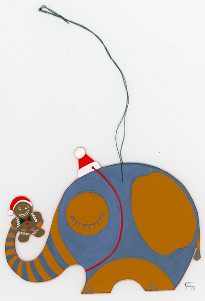 christmas decoration elephant with gingerbread back
