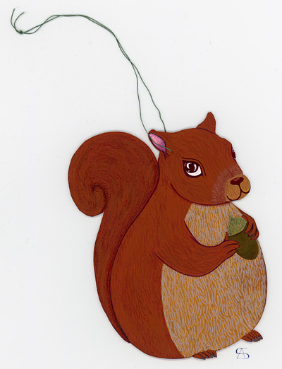 christmas decoration Squirrel with acorn front