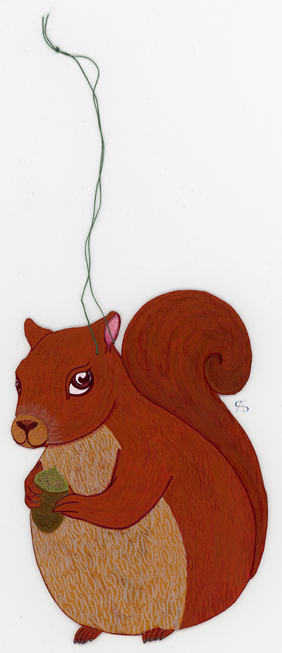 christmas decoration Squirrel with acorn back