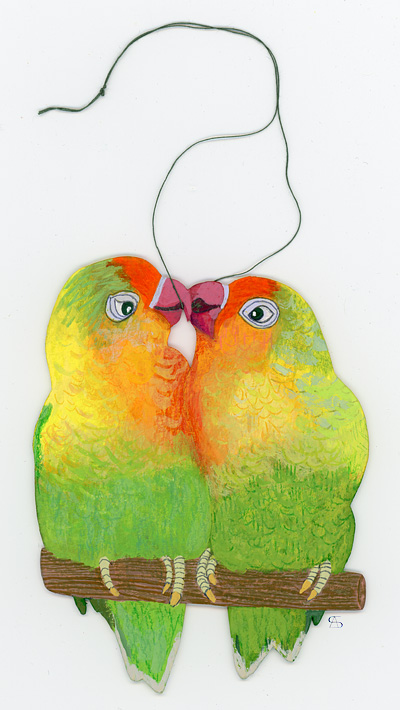paper decoration Lovebirds front