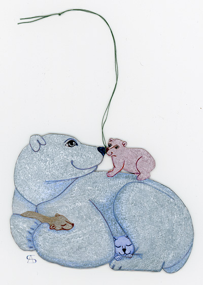 christmas decoration Polar bear with cubs front