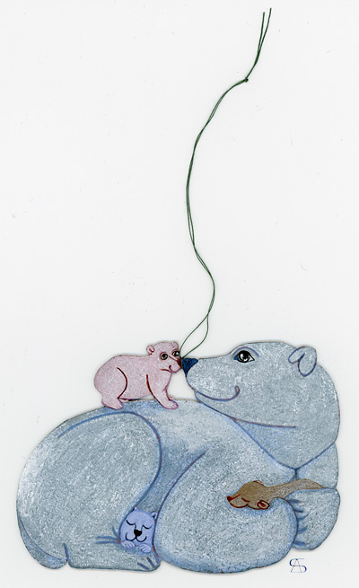 christmas decoration Polar bear with cubs back