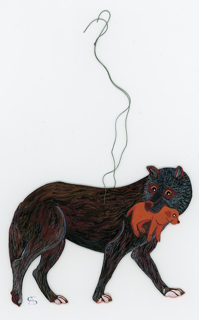 christmas decoration she-wolf with cub front