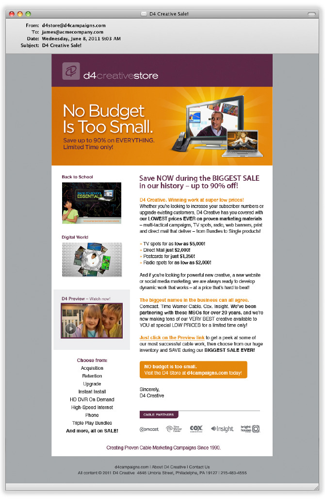 D4 Creative Email Blast - Dina Cicchini I Graphic Design