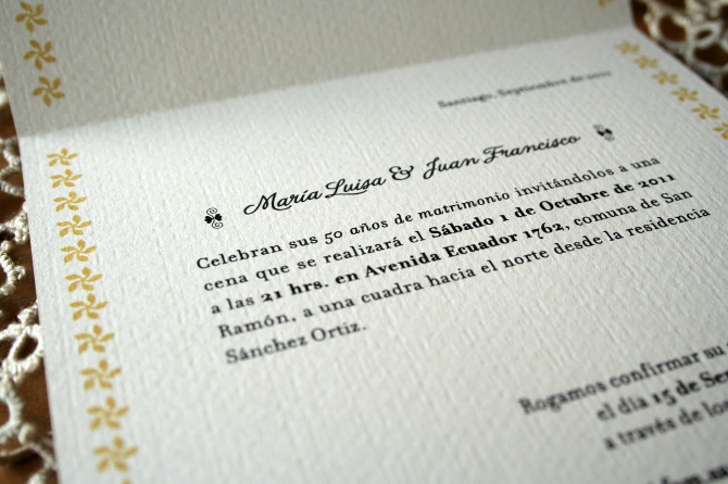 Invitaciones Bodas De Oro Missaelgodoy Si buscas unas invitaciones de gran calidad, aquí puedes encontrarlas, papeles 250 gramos (como si juntases 3 folios) calidad de impresión laser de alta calidad. invitaciones bodas de oro missaelgodoy