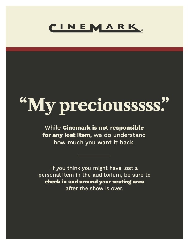 Cinemark Lost Policy Poster