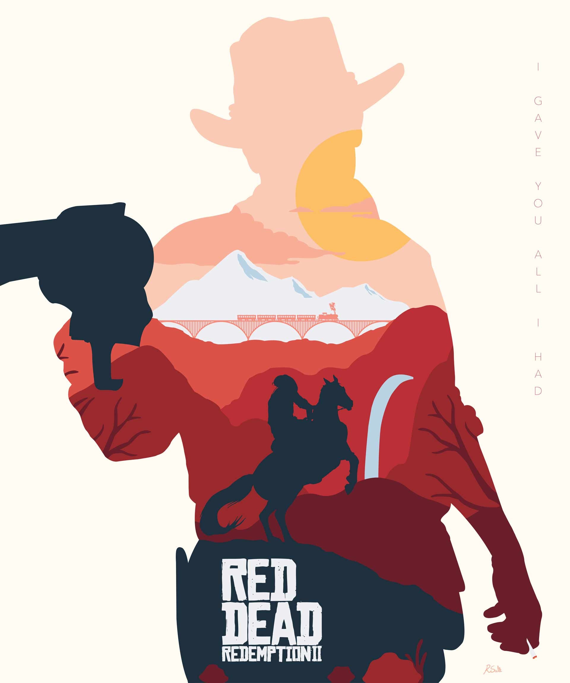 Poster Red Dead Redemption 2 – Décoration Gamer – Toile 30,5 X 45,7 Cm – Style Vintage – Pour Chambre Ou Salon