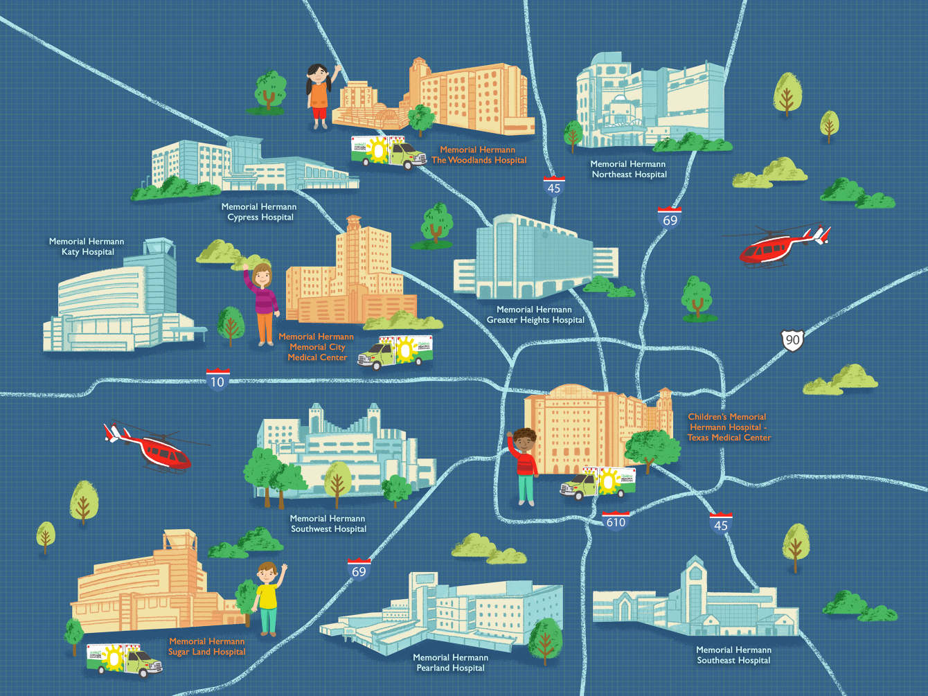Memorial Hermann Memorial City Map Maps - Rhianna Wurman Hand Lettering & Illustration