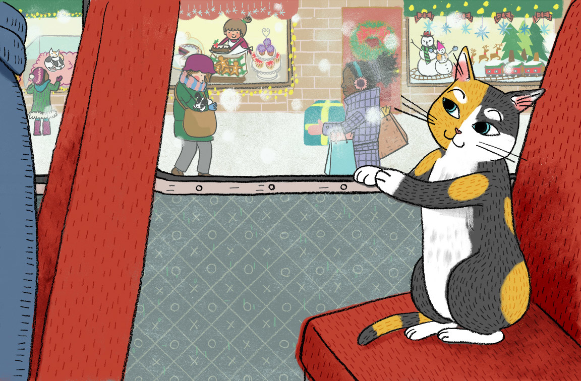 Cat on the Bus Aram Kim Illustration
