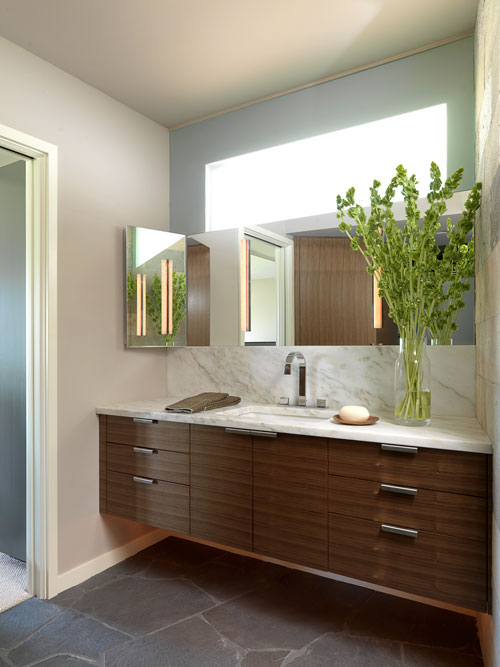 Window Above Bathroom Vanity Mirror