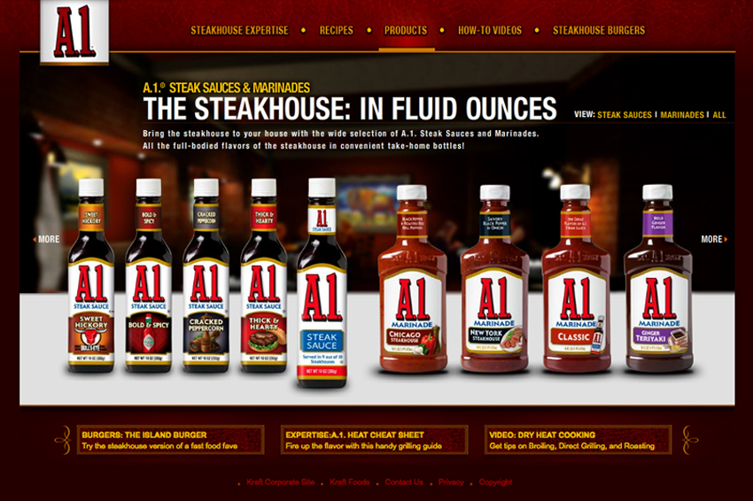 Kraft A1 Steak Sauce Website Kristen Schwanz ACD/Copywriter