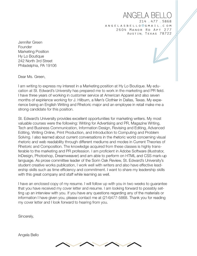 cover letter angela bello cover letter to potential employer