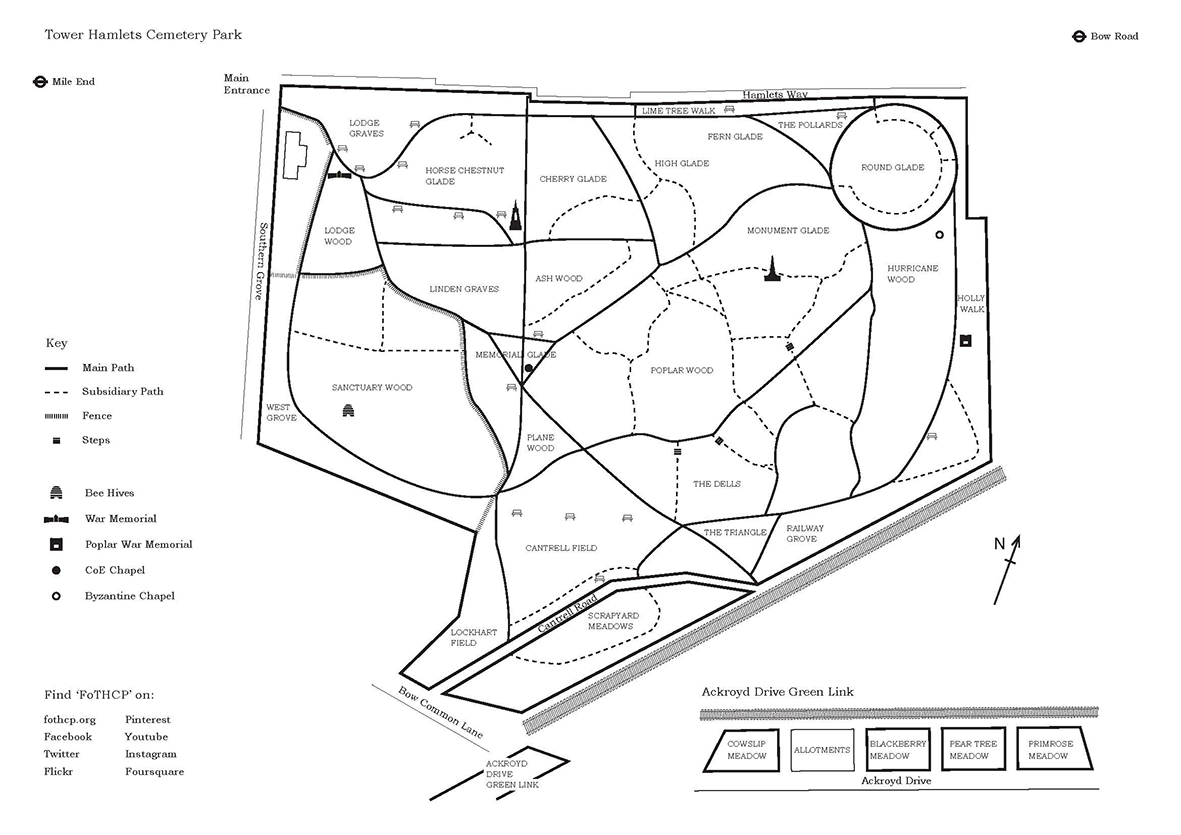 Tower Hamlets Cemetery Park Map Thcp Maps - G_R