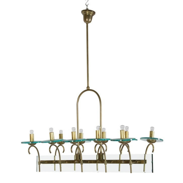 10 light brass and glass chandelier - www.philipvarma.com