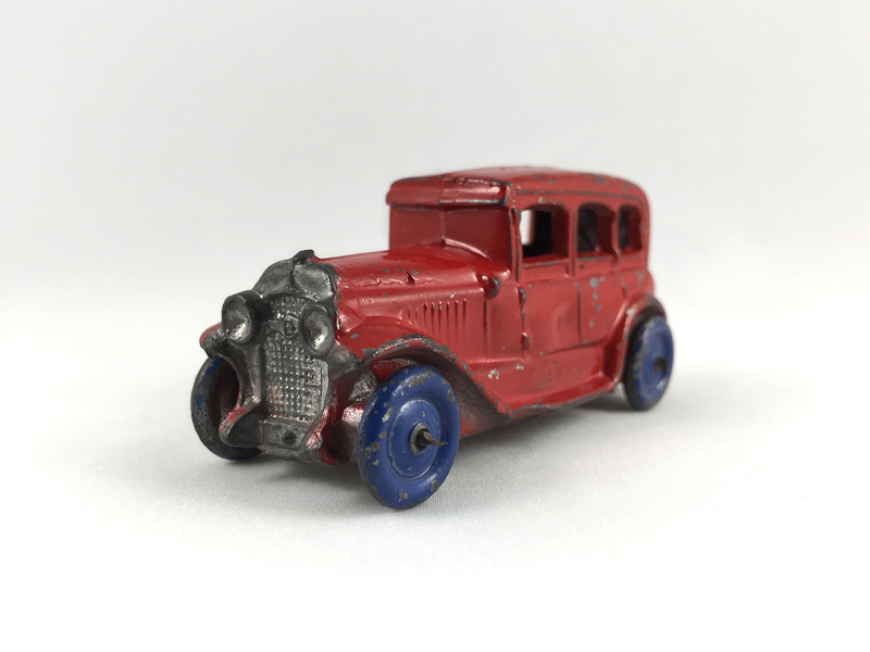 Bus Barclay USA Vintage 1930 – Plomb Peint, Pneus Caoutchouc Blanc, 7,3cm (Occasion)