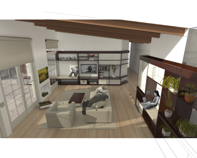 Clark Realty — open living room with protected nooks