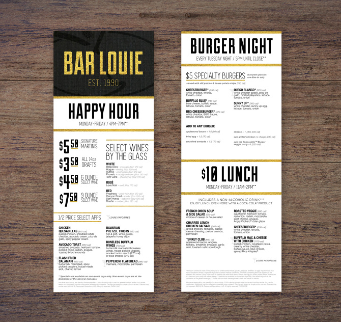 Bar Louie Menu Refresh 2018 Candice Brooke Graphic Designer