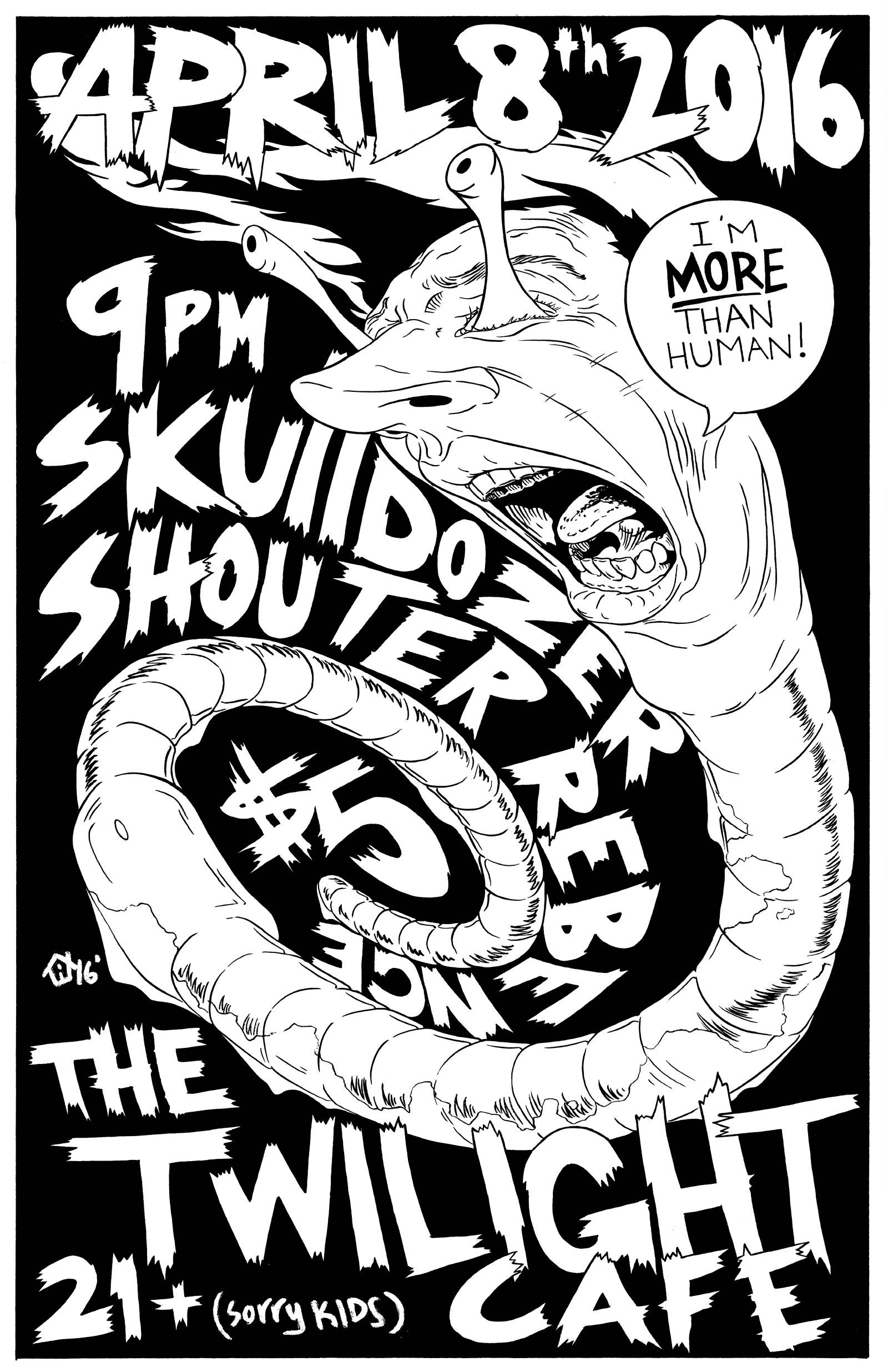 4-8-2016 Twilight Cafe Show Flyer(Portland) - Ben House Illustration