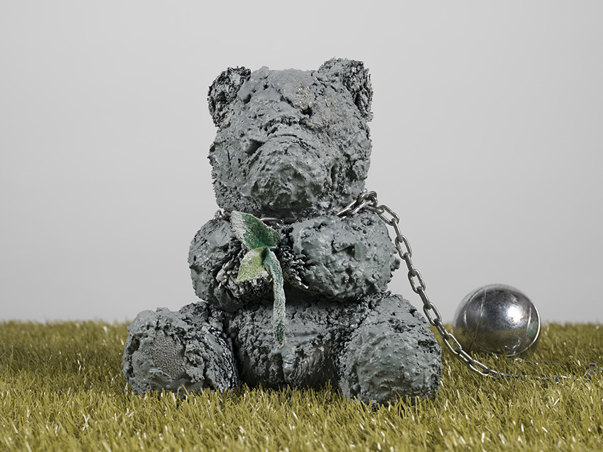 cement teddy bear