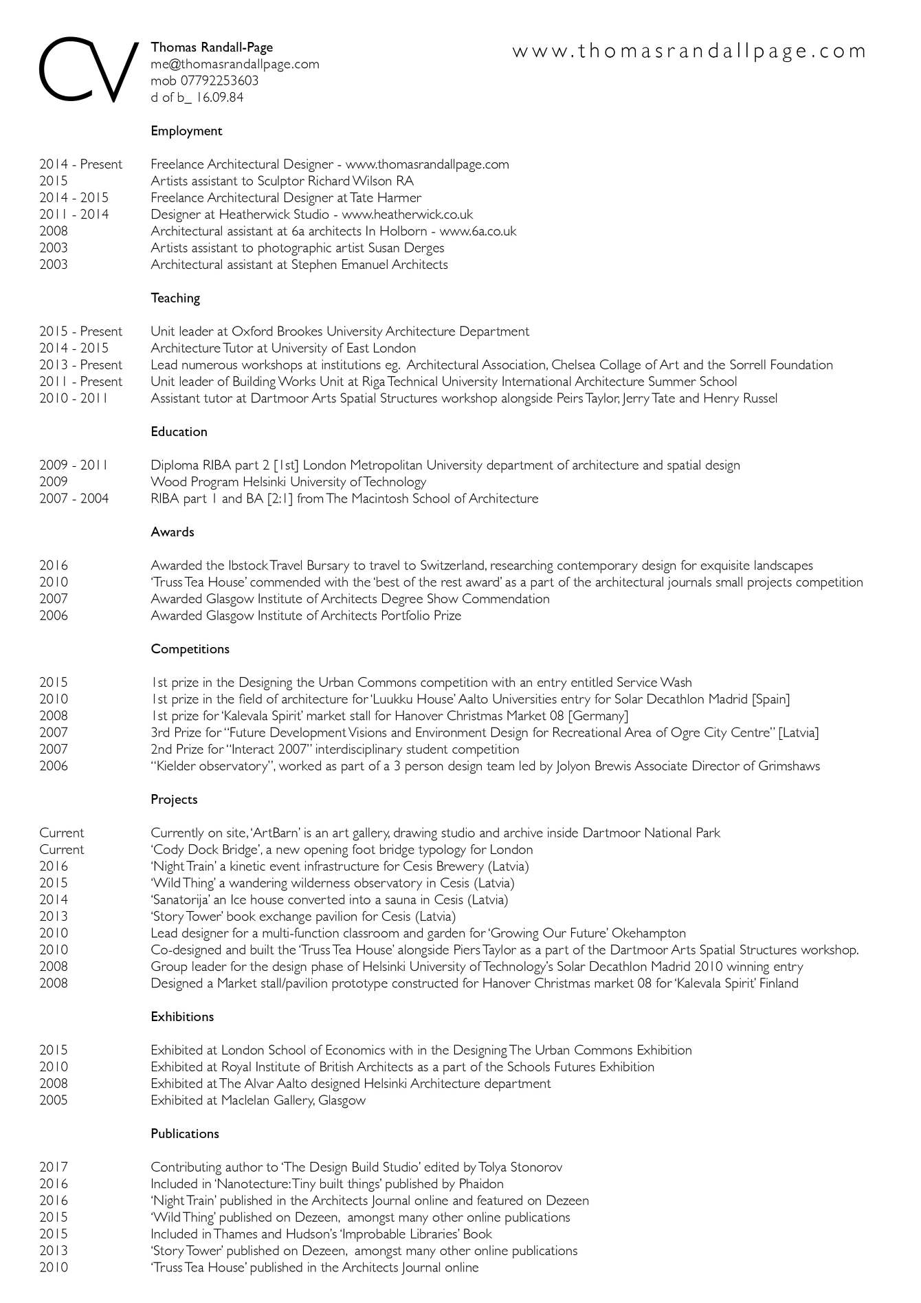 cv www thomasrandallpage com cvitae 2013