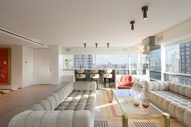 Midtown Apartment - N.E.E.D. Architecture - Midtown Apartment Building With Textured Walls And Fireplaces