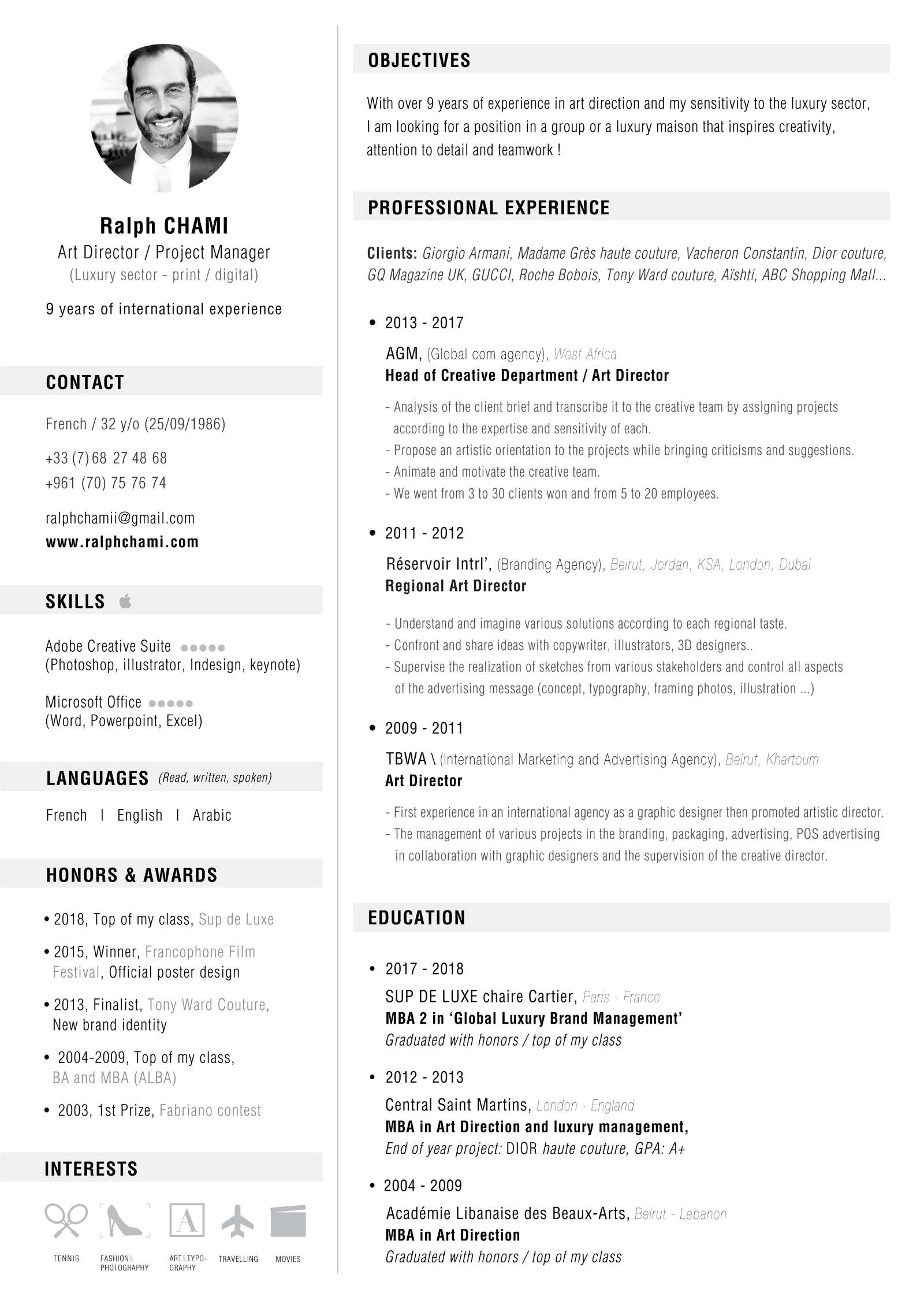 cv ralph chami art director art director cv