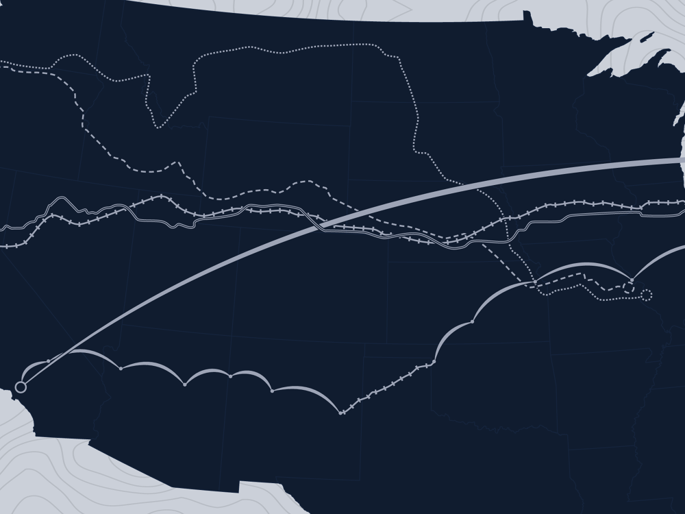 Typical Transcontinental Flight Routing Map Transcontinental Travel Map - Nick Fabiani | Making Things