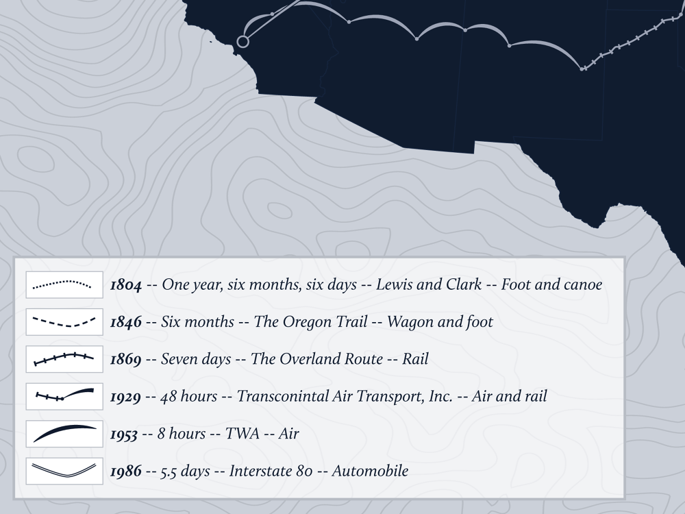 Typical Transcontinental Flight Routing Map Transcontinental Travel Map - Nick Fabiani | Making Things