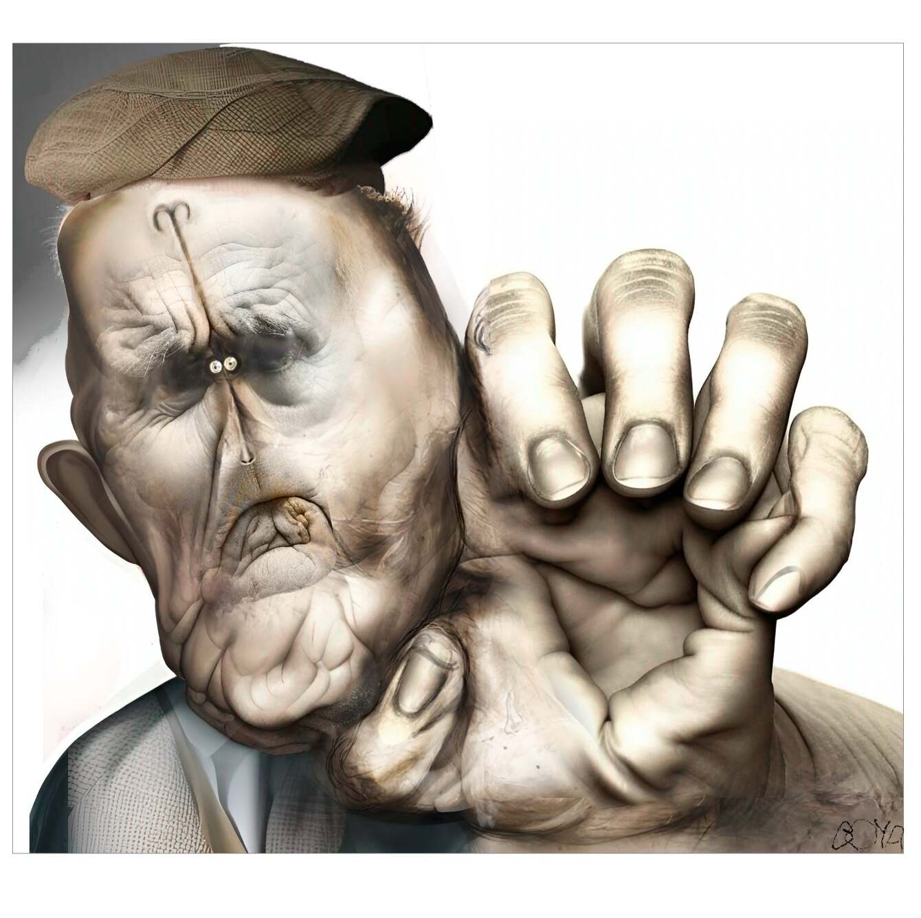 Digitally Manipulated Anthropomorphic Portrait with Emphasized Hand ...