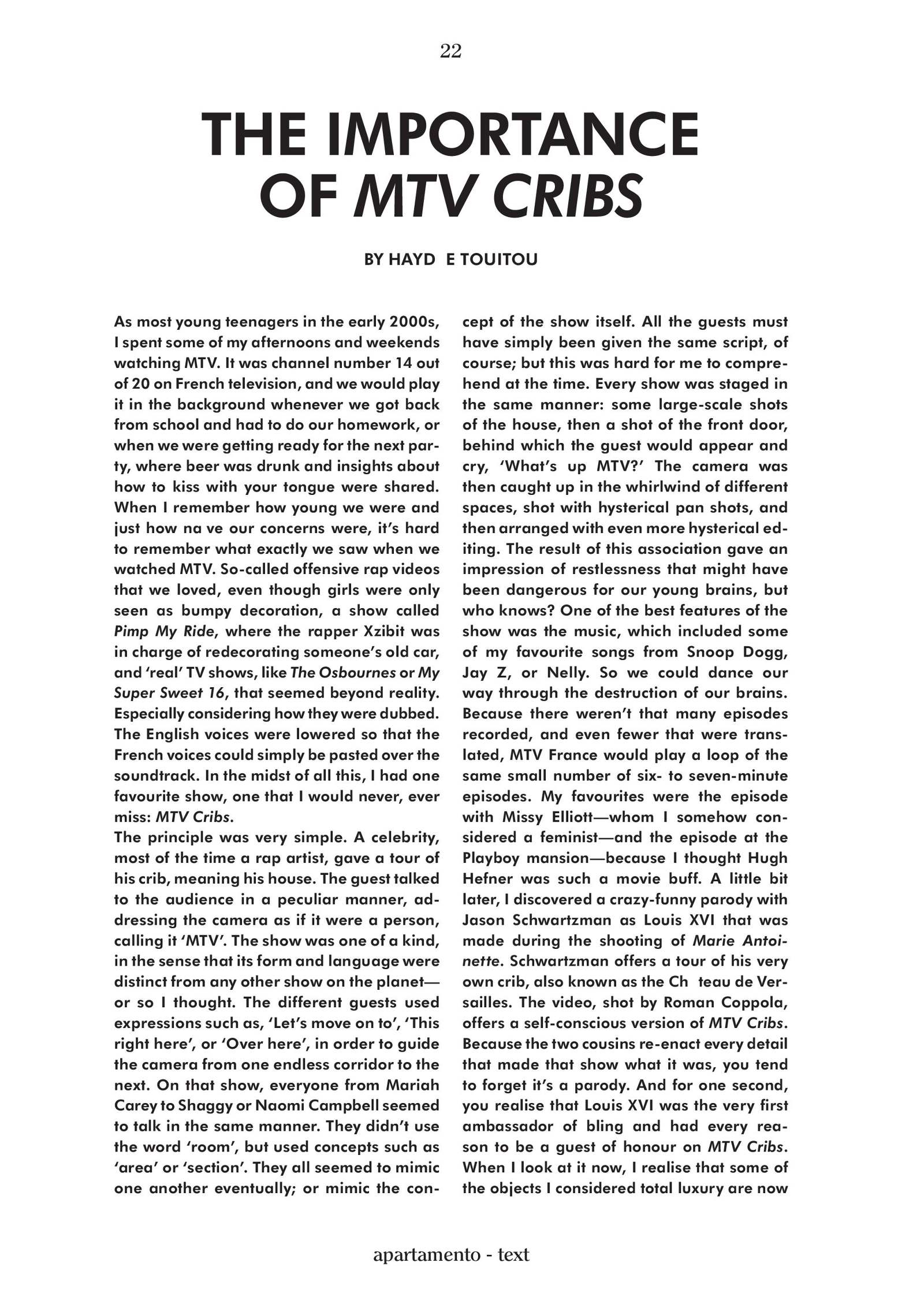 The Importance of MTV Cribs Haydée Touitou