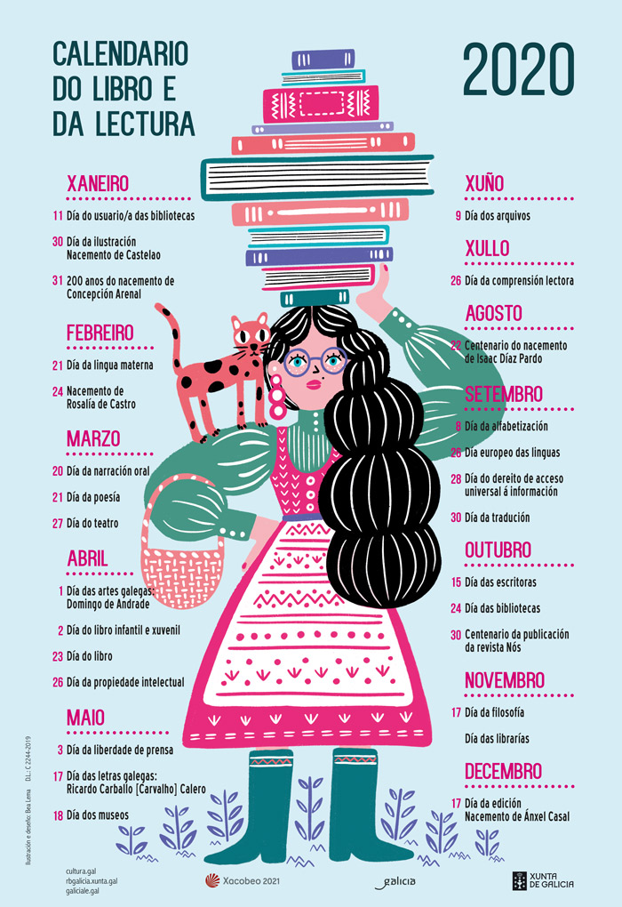 Calendario do libro e da lectura 2020 - Bea Lema
