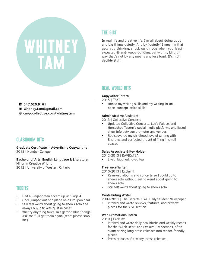resume whitney tam copywriter