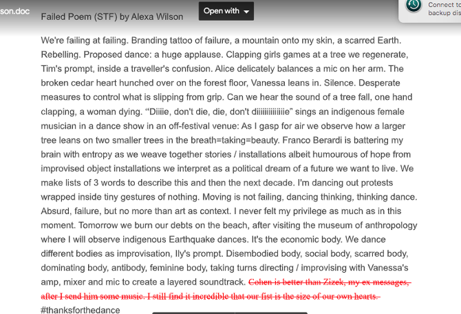 Stf Writing Commissioned works - Alexa Wilson
