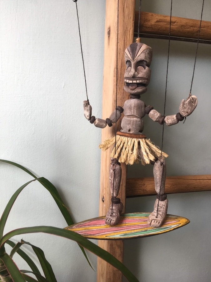 Jamal the tiki figure surfer dude Sarah Lewis Theatre Designer and Maker