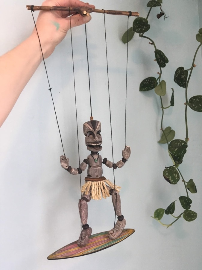 Jamal the tiki figure surfer dude Sarah Lewis Theatre Designer and Maker