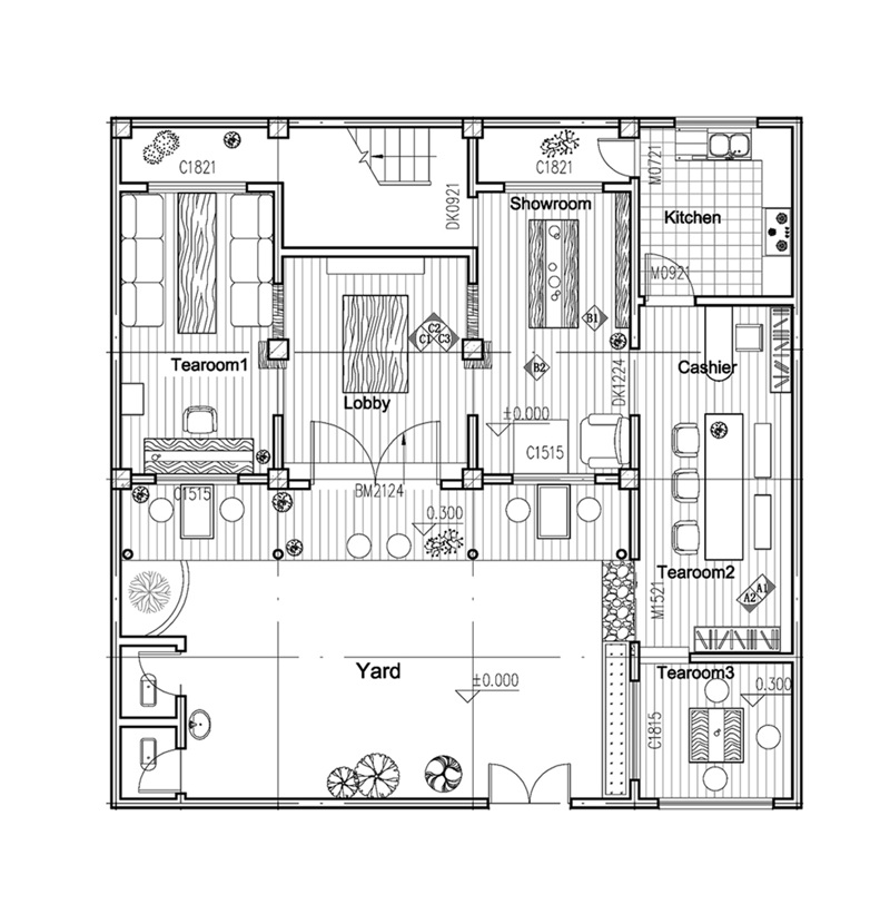 Tea Building Layout Three Trees Tea House - Shishu
