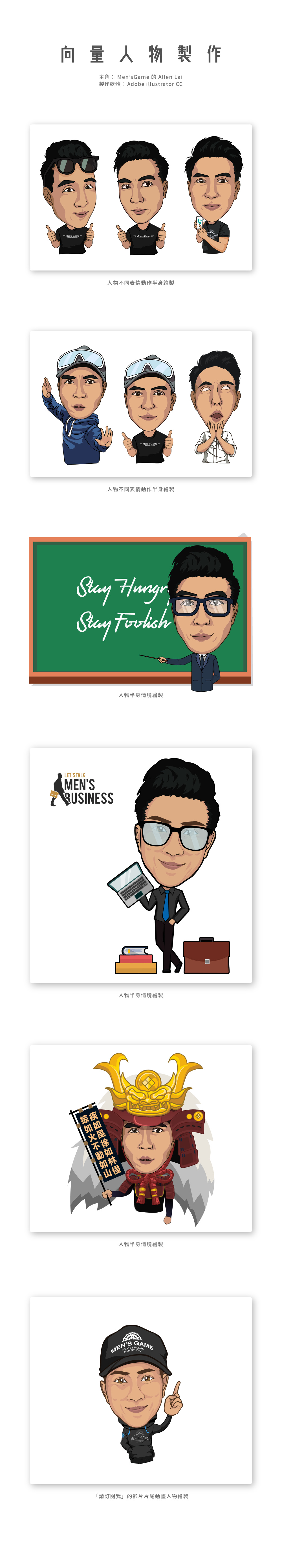 向量人物繪製 Men's Game 卡通人物 / 公仔 - TammyChan