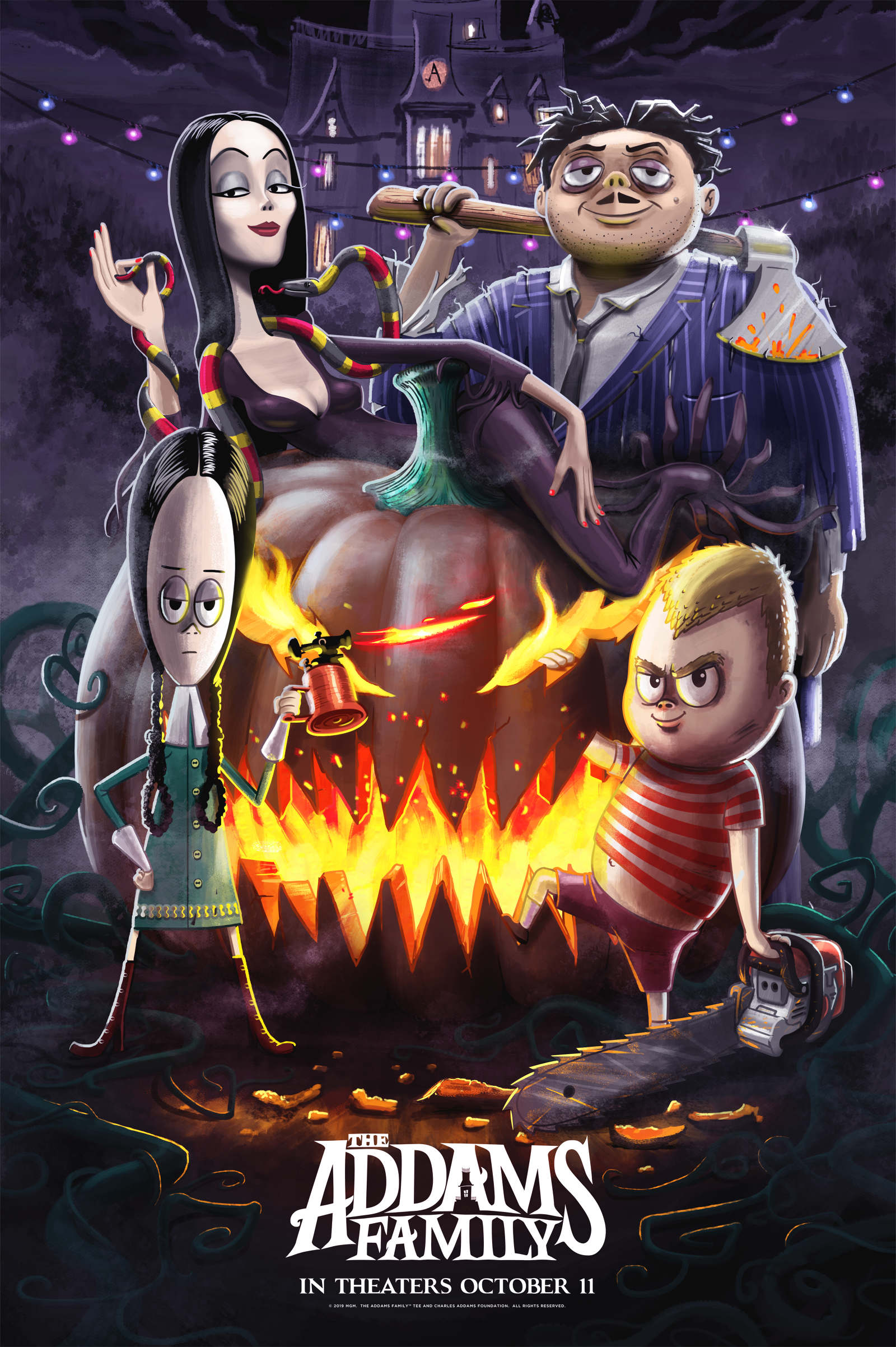 Addams Family Movie Poster Marcelo Grassi Illustration Portfolio