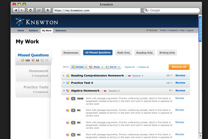 Knewton Sat Course Zhaus