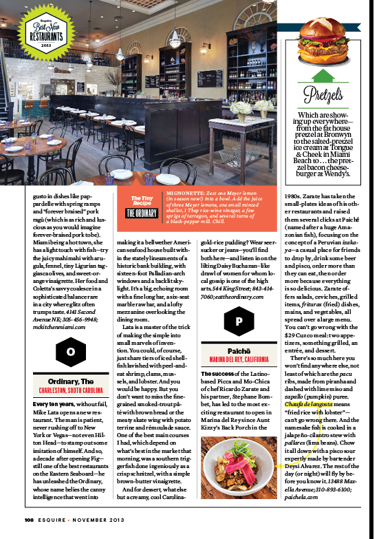 Esquire's Best New Restaurants Package Frank Augugliaro /// Art