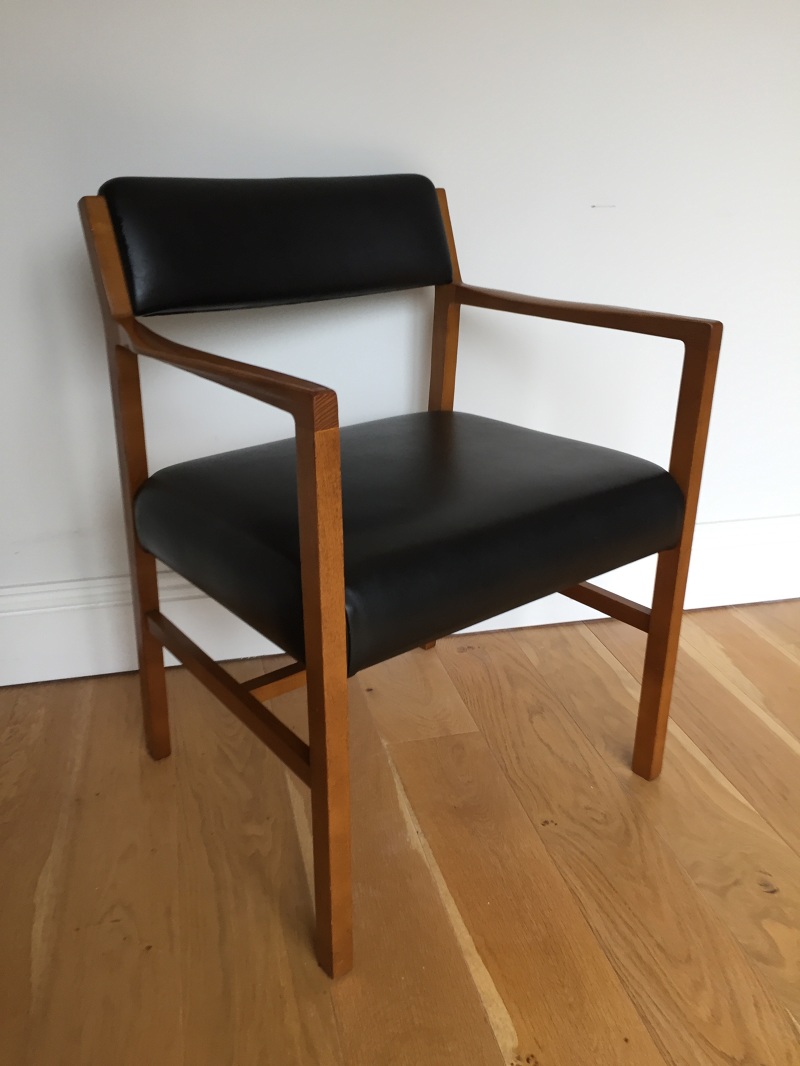 SIX MID CENTURY TEAK AND VINYL DINING CHAIRS BY BEAUTILITY ThatWasThen
